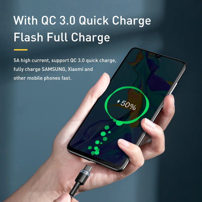 Cable Baseus USB-C a USB-C 100W carga rápida
