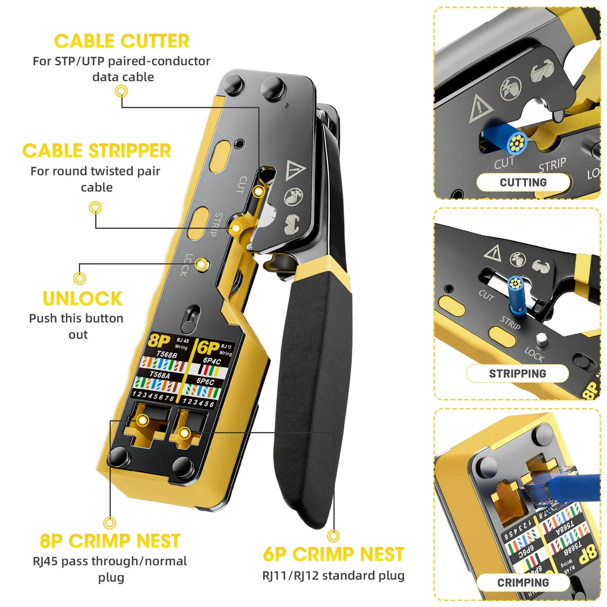 Crimpadora RJ45 pass-through profesional