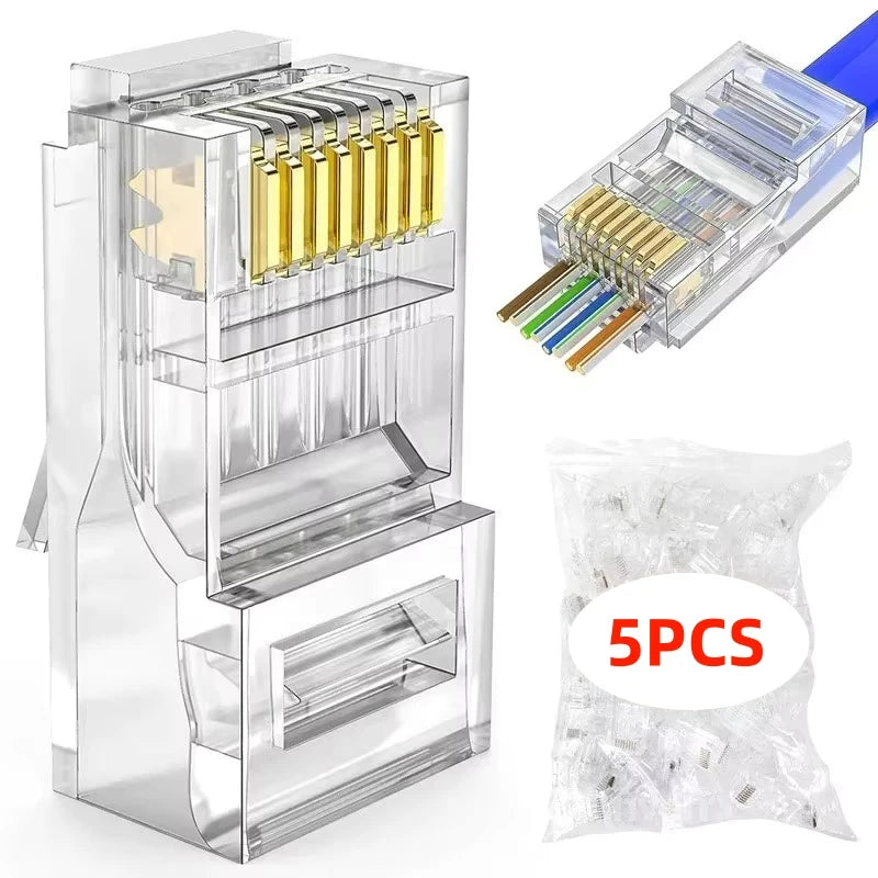 Conectores RJ45 Cat6 pass-through (5, 50 o 100 u)