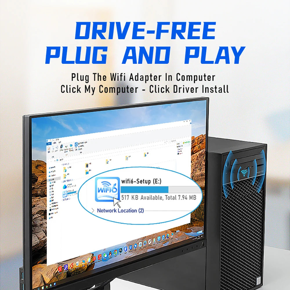 Adaptador WiFi 6 USB 3.0 AX1800 con antena