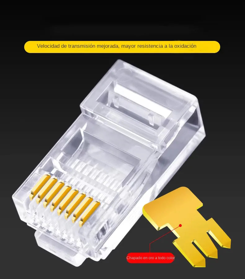 Conectores RJ45 Cat6 pass-through (5, 50 o 100 u)
