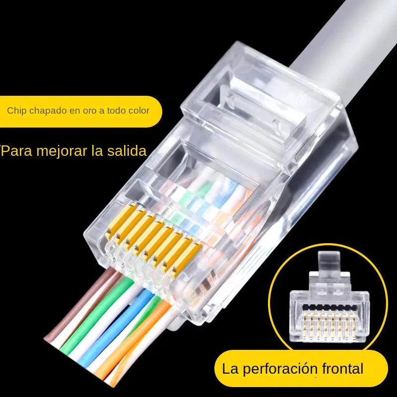 Conectores RJ45 Cat6 pass-through (5, 50 o 100 u)