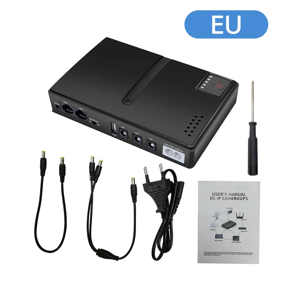 Mini UPS para router y módem de fibra (5V/9V/12V)