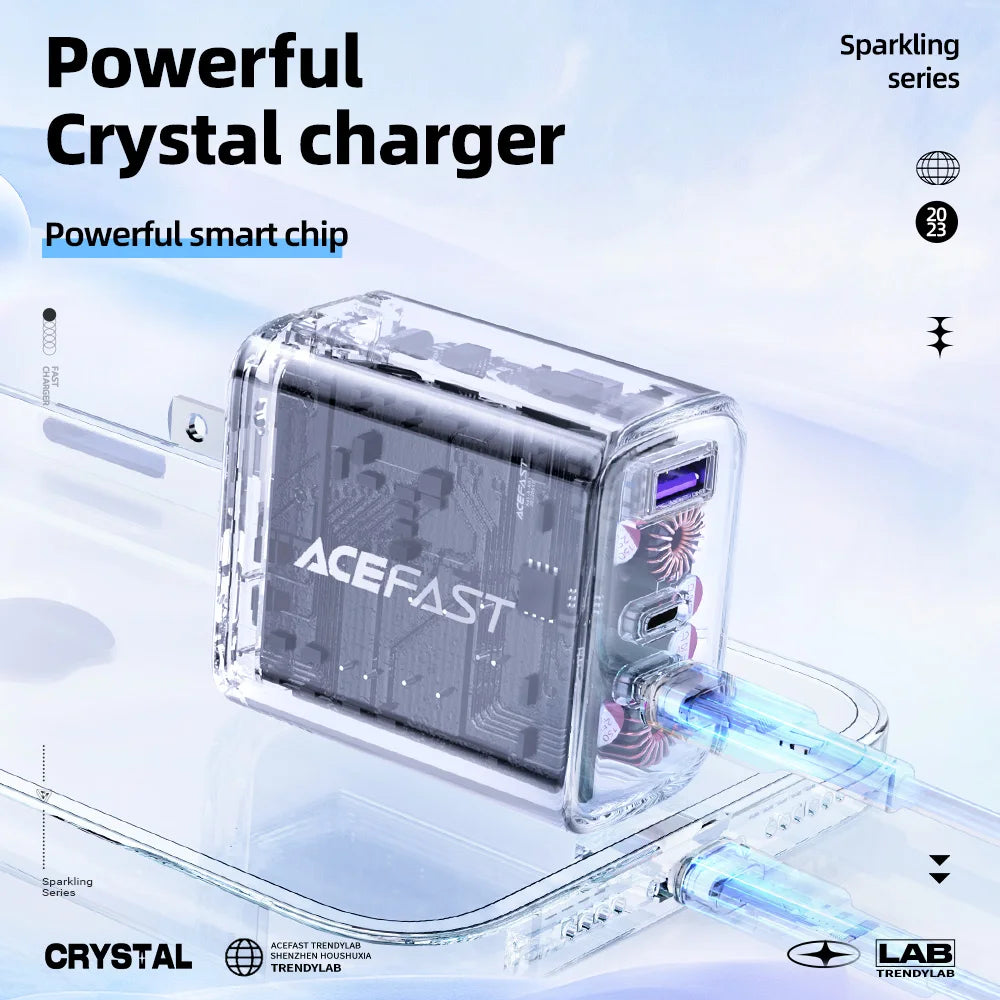 Cargador ACEFAST GaN 65W doble USB-C (enchufe US)