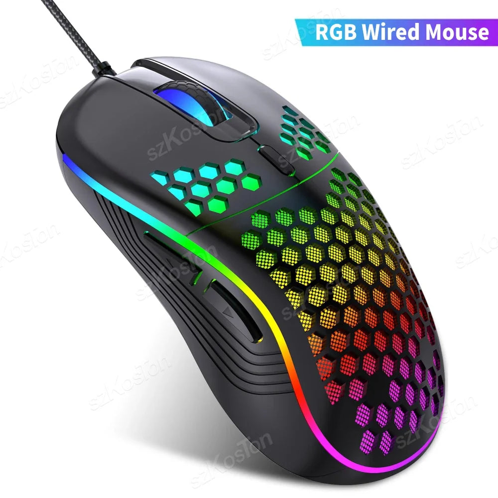 Mouse gamer RGB 7200 DPI (con cable o inalámbrico)