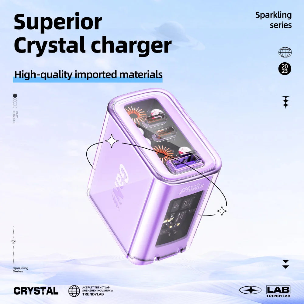 Cargador ACEFAST GaN 65W doble USB-C (enchufe US)