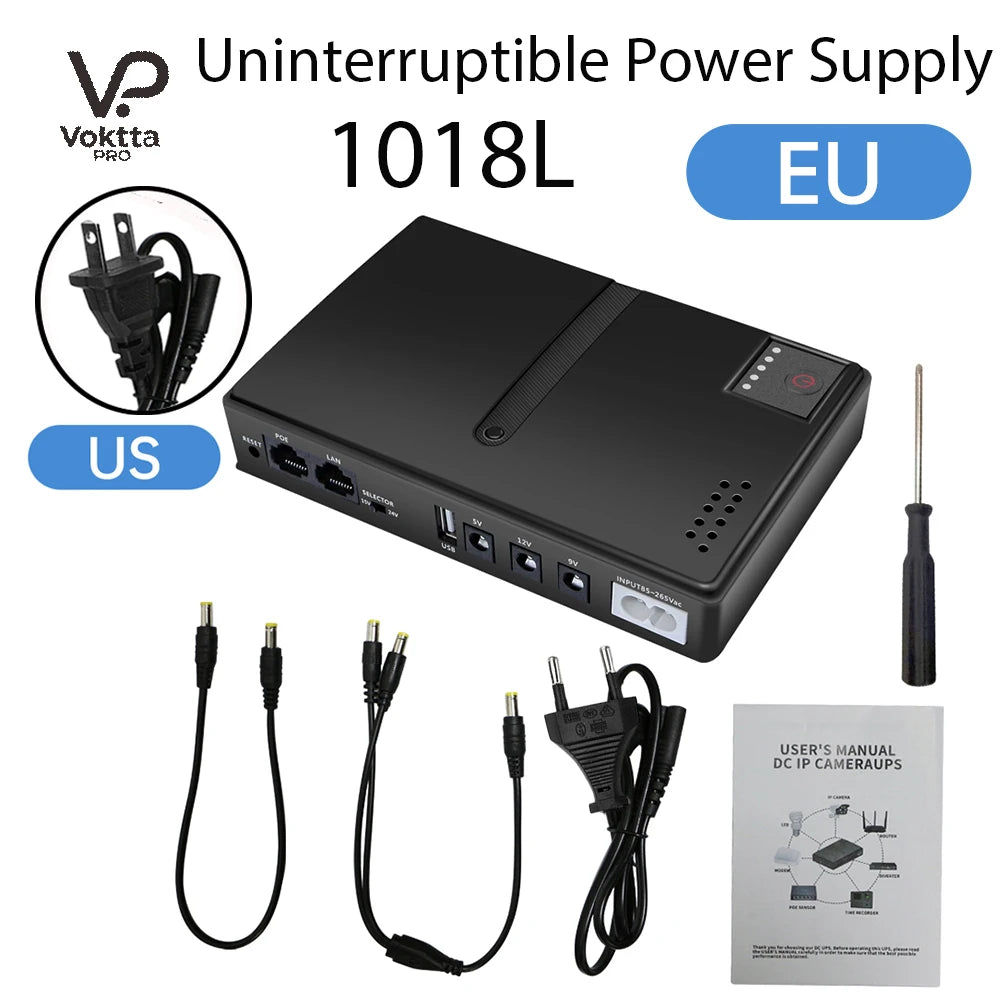 Mini UPS para router y módem de fibra (5V/9V/12V)