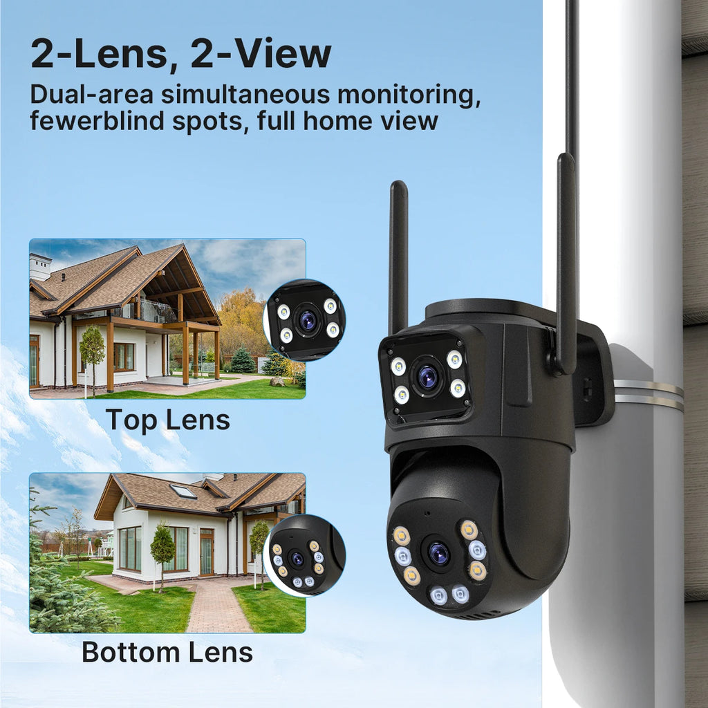 Cámara WiFi exterior doble lente 8MP con seguimiento