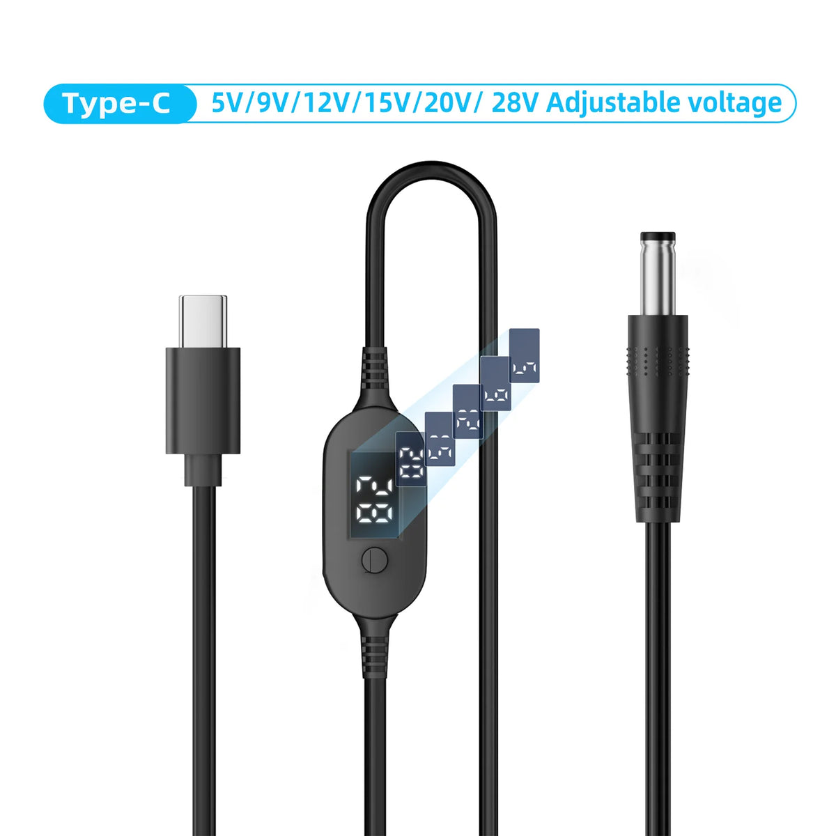 Cable USB-C a DC con voltaje ajustable (para routers y laptops)