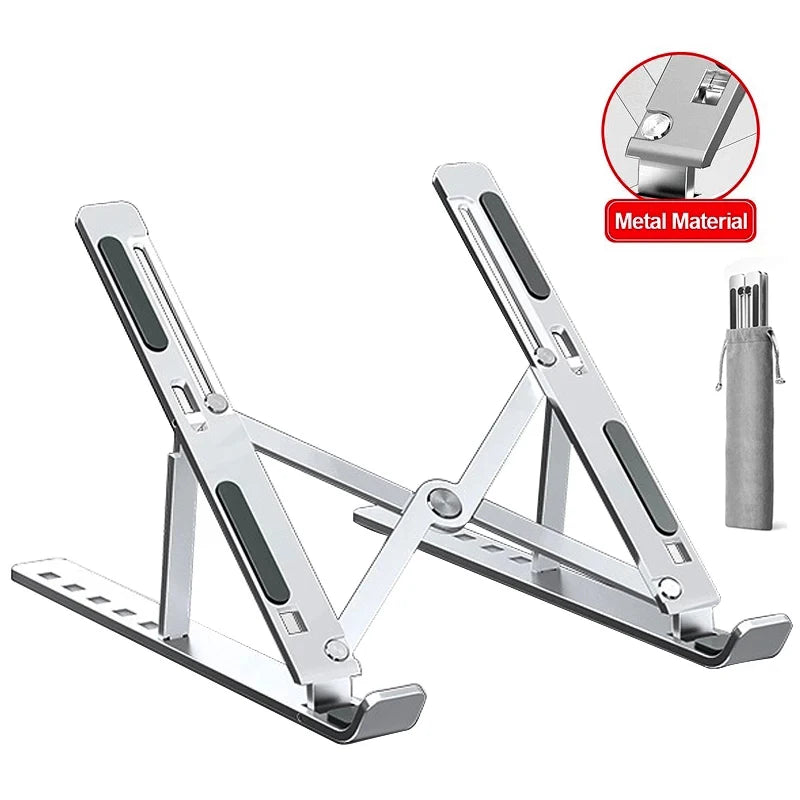 Soporte de aluminio para laptop ajustable y plegable