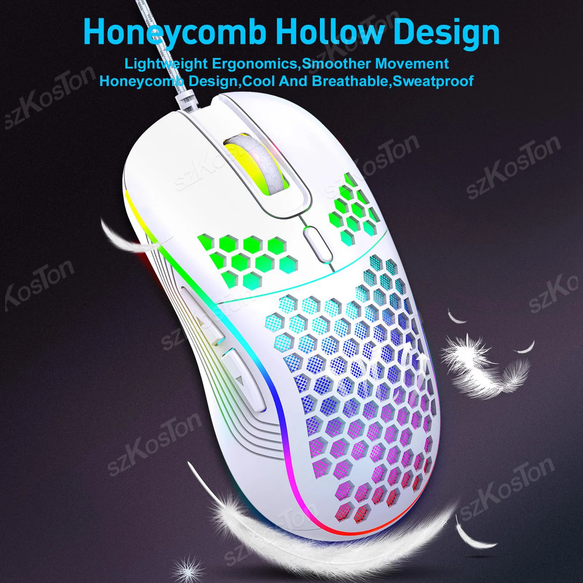 Mouse gamer RGB 7200 DPI (con cable o inalámbrico)