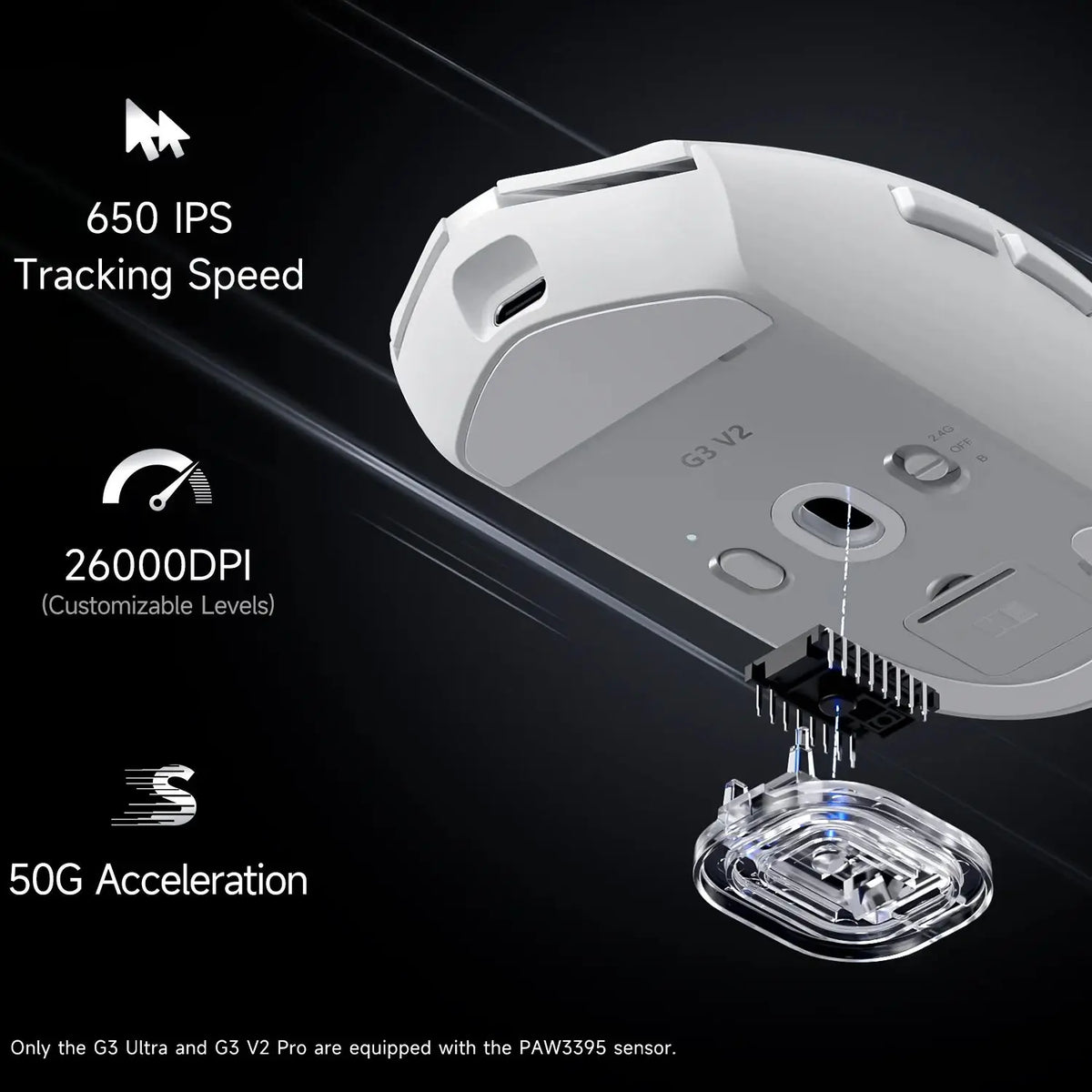 Mouse gamer inalámbrico MCHOSE G3 V2 (PAW3395)